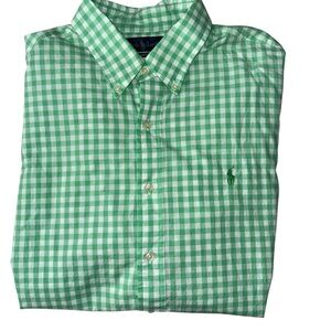 Ralph Lauren Green & White Plaid Men's Button-Up Shirt Size XL